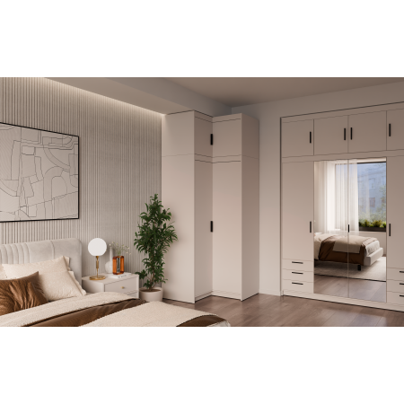 Szafa narożna z nadstawką  98 / 98 cm TRINO beżowa